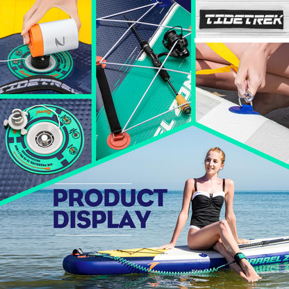 TIDETREK 11'6" Inflatable Stand Up Paddle Boards, Premium SUP Accessories, Non-Slip Comfort Deck for Youth & Adults (Ocean Sunrise/Kayak Seat)