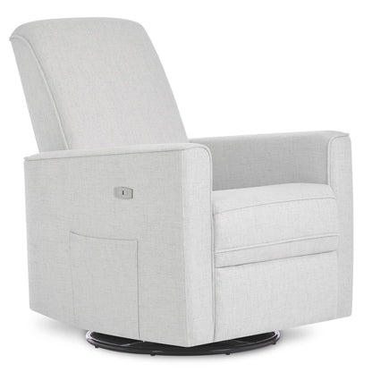 Evolur Harlow Upholstered Power Glider Recliner with USB Charging – Rocking & 275° Swivel with Smooth Glide – Greenguard Gold & FSC Certified – Modern Nursery and Living Room Chair in Fog