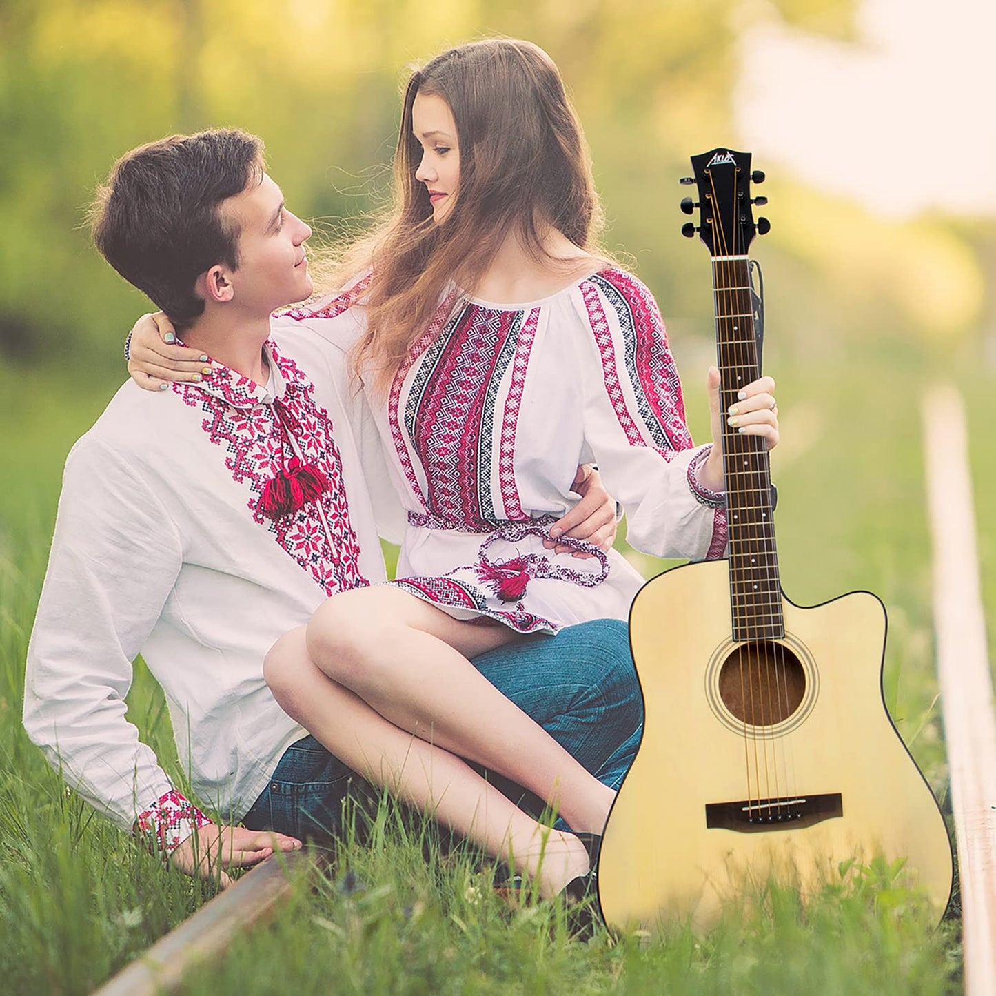 AKLOT Acoustic Guitar for Beginners Full Size 4/4 Folk Guitars Cutaway Acoustique Guitare Starter Kit (Spruce Wood W/Bag)