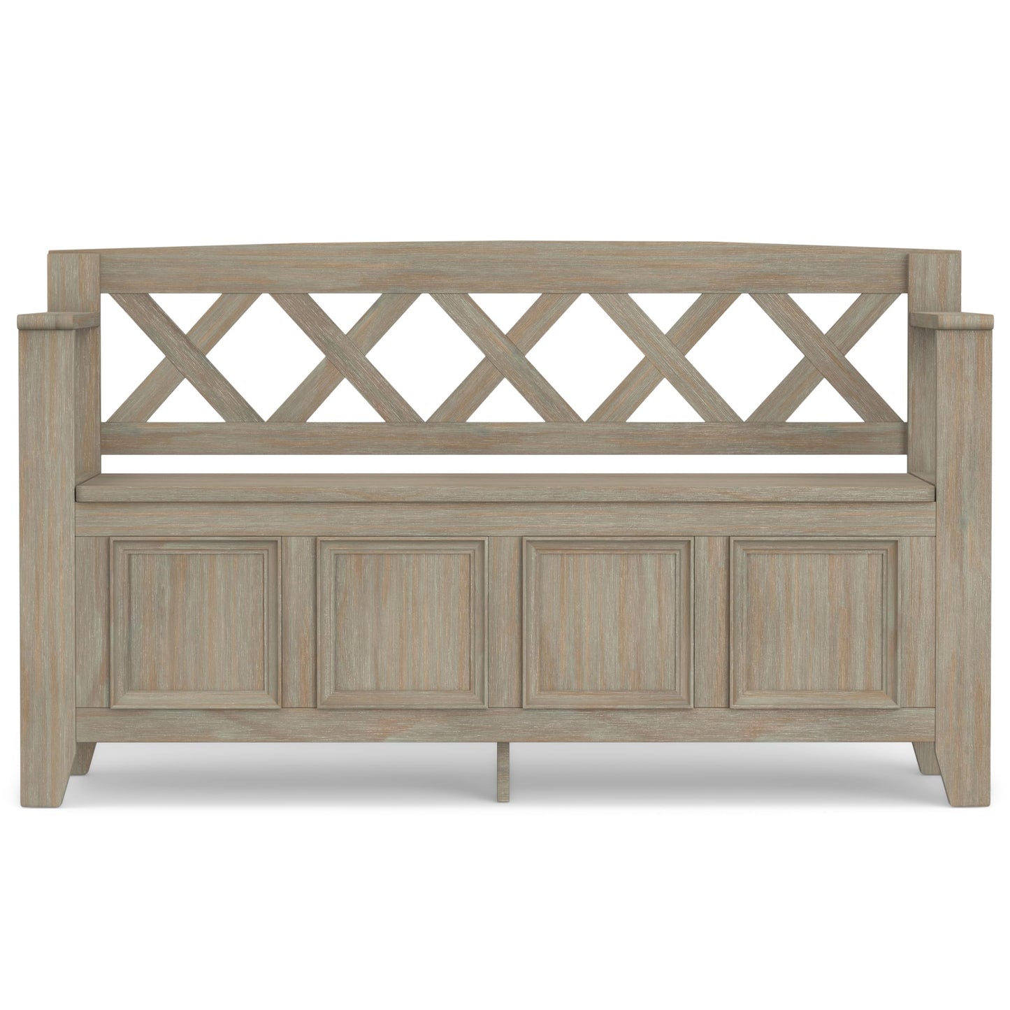 SIMPLIHOME Amherst Entryway Storage Bench - 48 inch Wide Solid Wood Hallway Seat in Distressed Grey, Transitional Bench for Entryway or Living Room with Lift-Up Lid and Spacious Storage