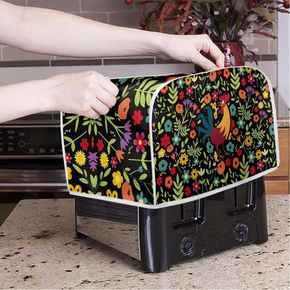 ZDCUSTOM Floral Rooster Toaster Cover for 2 Slice Small Appliance, Washable Anti-Scratch Dustproof Kitchen Cover