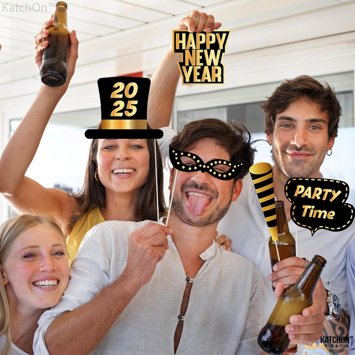 KatchOn New Years Eve Photo Booth Props 2025, Happy New Year Decorations, NYE Party Supplies 2025