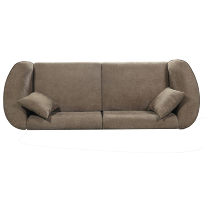 Merax 87" Curved Sofa Comfy Contemporary Upholstered Loveseat with Extra Deep Seats for Living Room Apartment Office, Brown