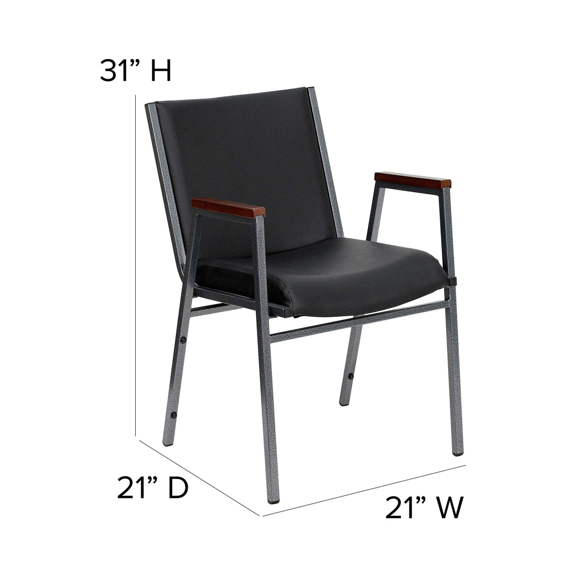 Flash Furniture 4 Pack HERCULES Series Heavy Duty Black Vinyl Stack Chair with Arms