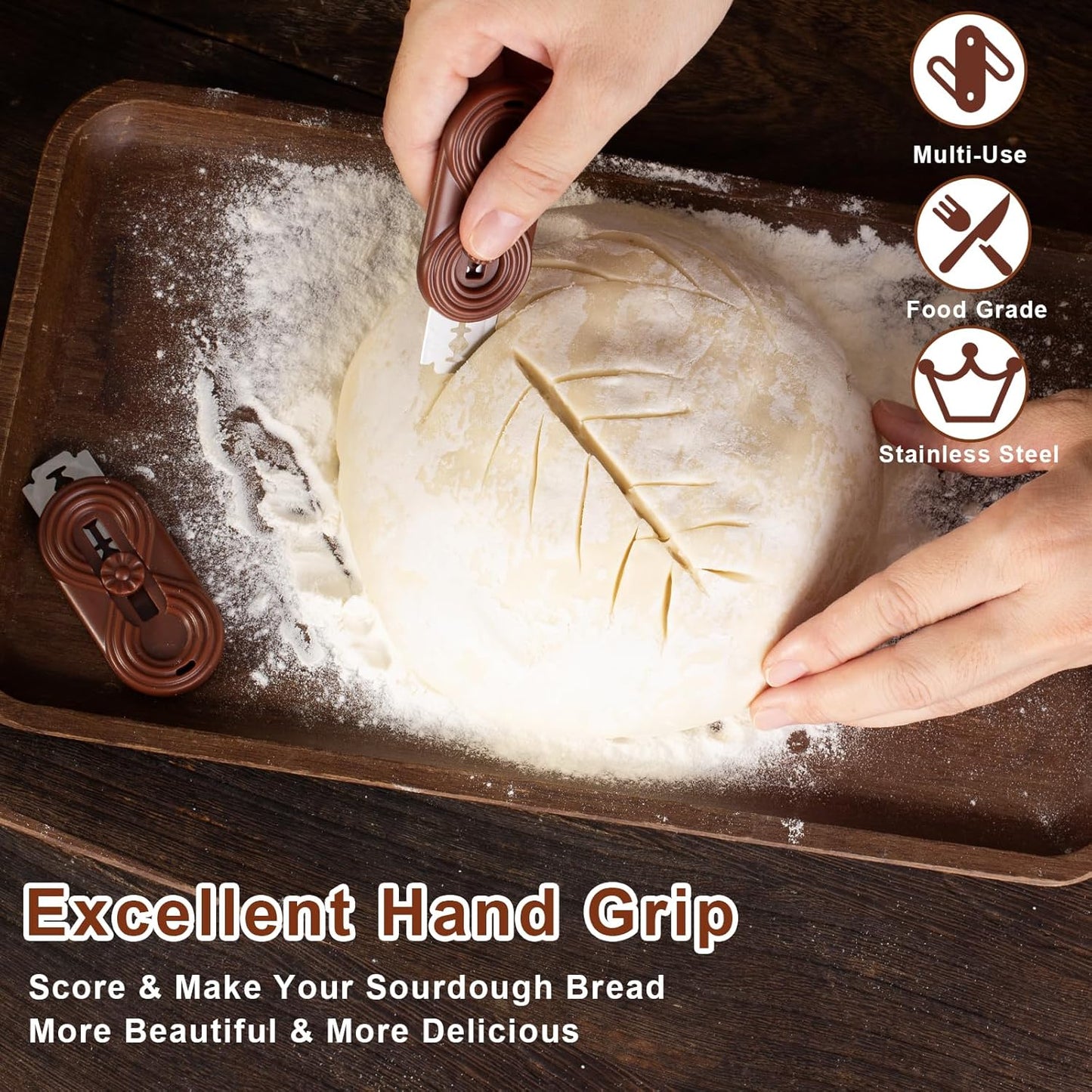 Sis-YaoLan 5 Bread Lame Dough Scoring Knife, Bread Scoring Tool,Upgraded Retractable & Magnetic Design, Anti-Slip