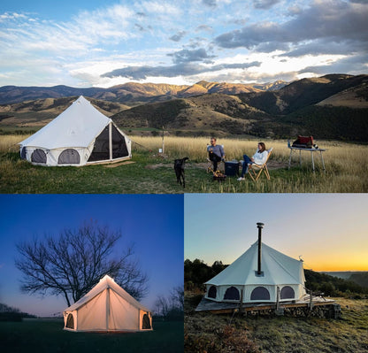 WHITEDUCK Avalon Canvas Bell Tent - Luxury All Season Tent for Camping & Glamping Made from Premium & Breathable 100% Cotton Canvas w/Stove Jack, Mesh (13' (4M), Water Repellent)