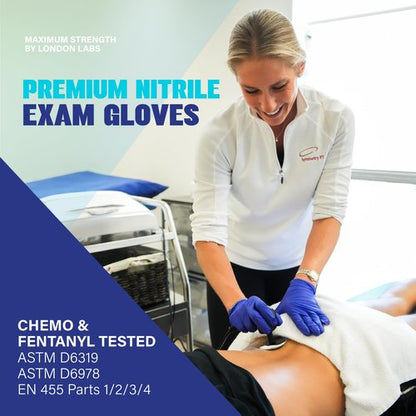 London Labs Cobalt Blue 5 Mil Nitrile Exam Gloves Disposable Latex Free | Medical Rubber Gloves for Doctors, EMT, First Aid Kit, Food Service & Cleaning | Pack of (100 CT)