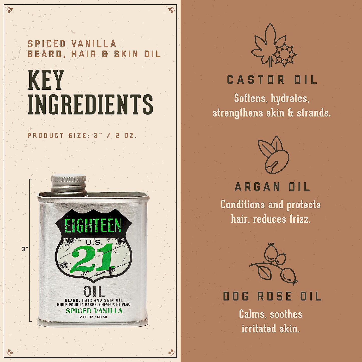 18.21 Man Made Hair, Skin & Beard Oil for Men, 4 Scents - Non-Greasy, Conditioning Balm with Castor Seed, Jojoba, and Argan Oils - Premium Tattoo and Mustache Care Products