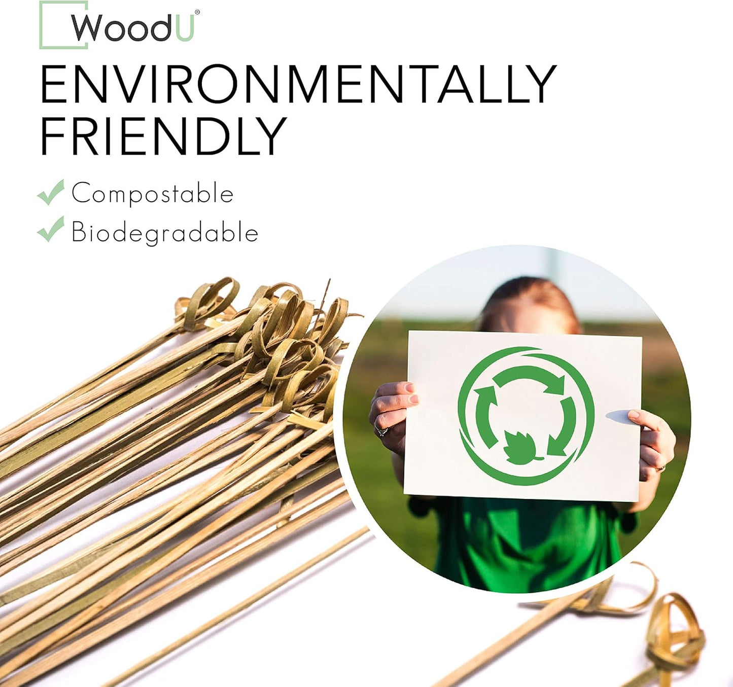 Bamboo Skewers for Appetizers 6" - 100 Pcs Wooden Cocktail Picks for Parties