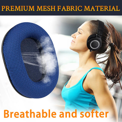 SOULWIT Earpads Replacement for Audio Technica ATH M50X M50XBT M50RD M40X M30X M20X MSR7 SX1 Monitor Headphones, Ear Pads Cushions with Durable Mesh Fabric, High-Density Foam - Blue