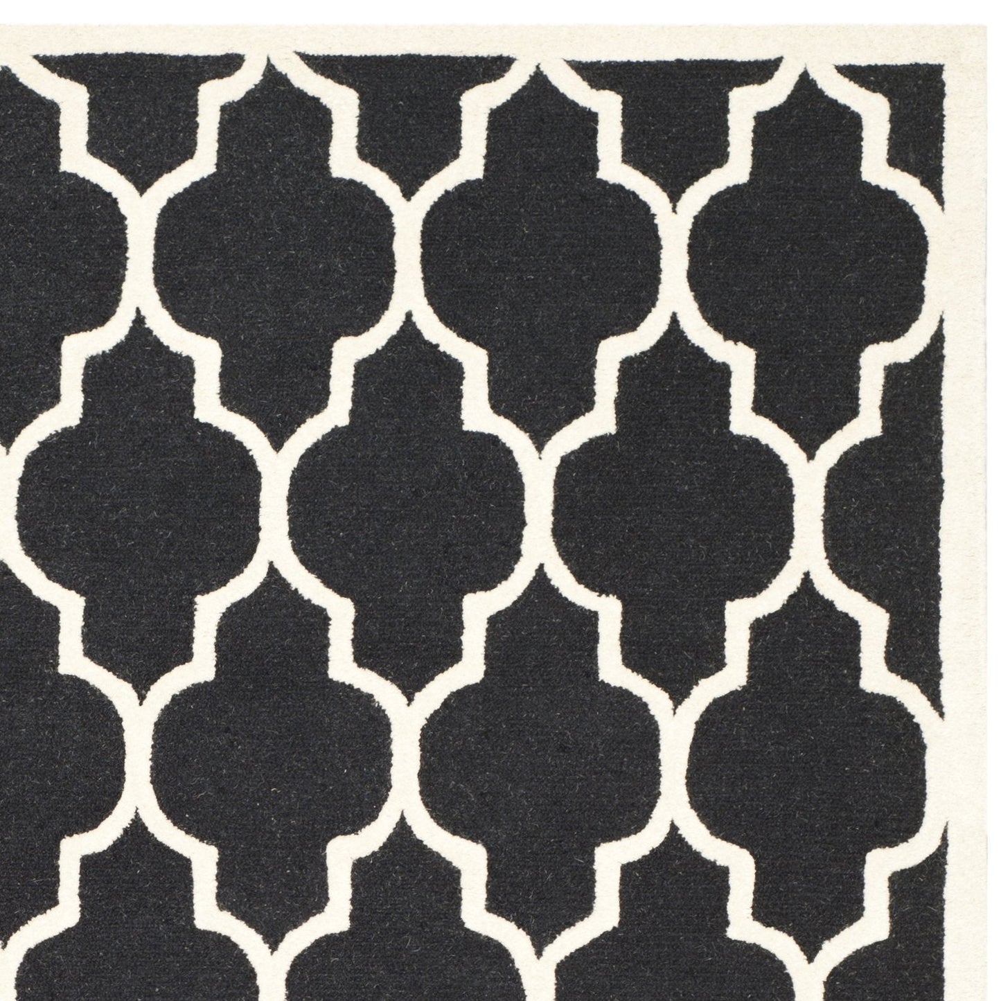 SAFAVIEH Area Rug 8x10 - Cambridge Collection - Large - Black & Ivory, Handmade Wool, Moroccan Trellis Design, Ideal for Living Room, Bedroom, Office, Dining Space (CAM134E)