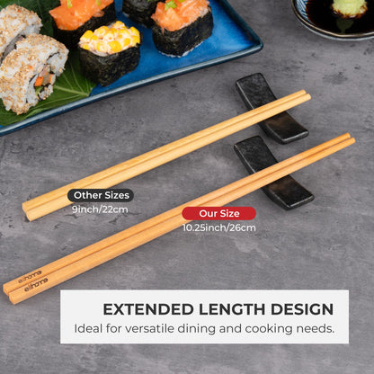 Elihome Premium Wood Fiber Chopsticks, Dishwasher Safe, Heat Resistant, Reusable Japanese Chinese Chopsticks, 26cm/10.25inch, Natural, 8 Pair