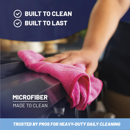 MW Pro Microfiber Cleaning Cloth | Blue | 12 Pack | 16” x 16” | All Purpose Microfiber Towels - Clean, Dust, Polish, Scrub, Absorbent