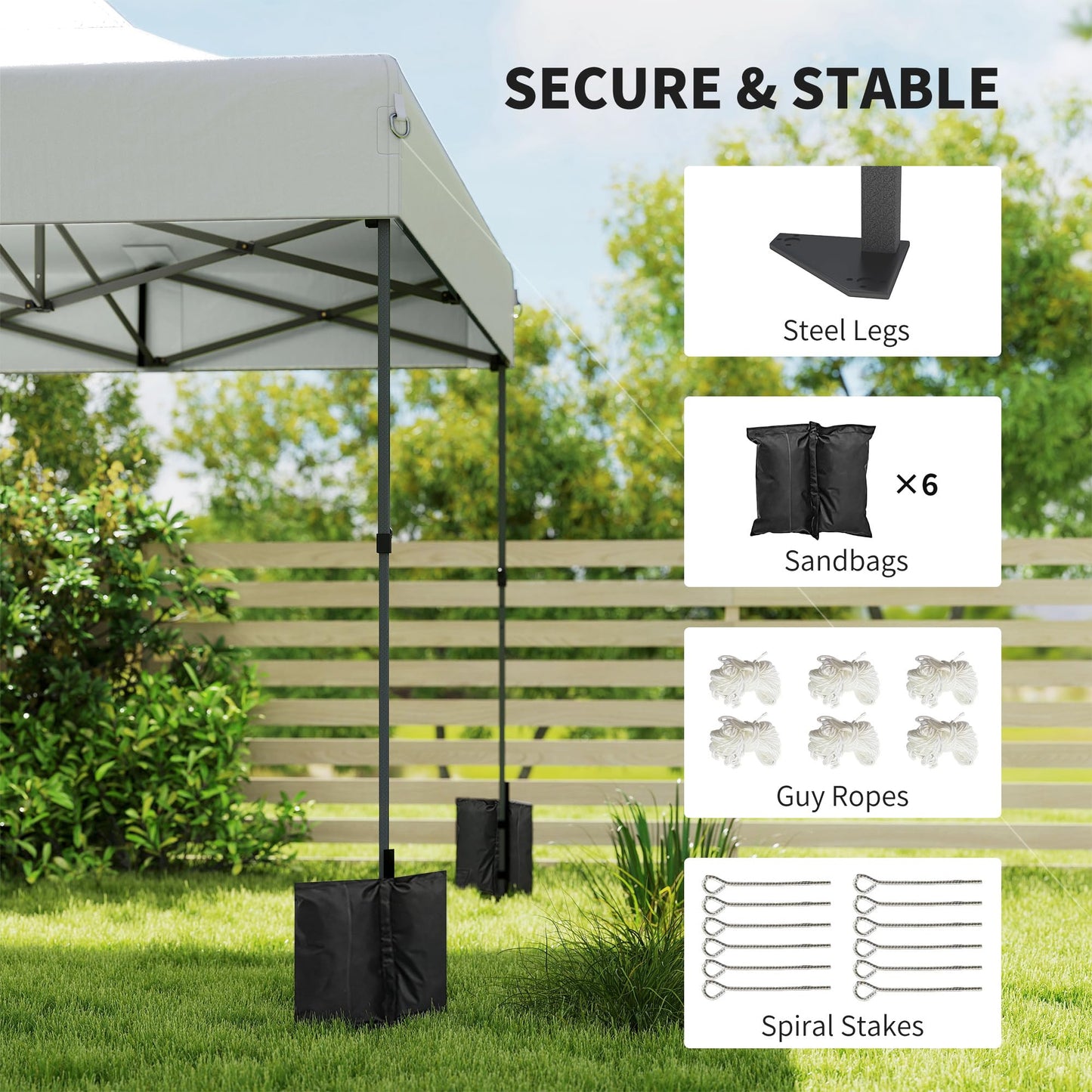 Outsunny 10 x 20 ft Pop Up Canopy Tent, Heavy Duty UPF50+ Outdoor Portable Instant Canopy Shelter with Wheeled Carry Bag, Sandbags, Adjustable Height for Parties, Events, Camping, White