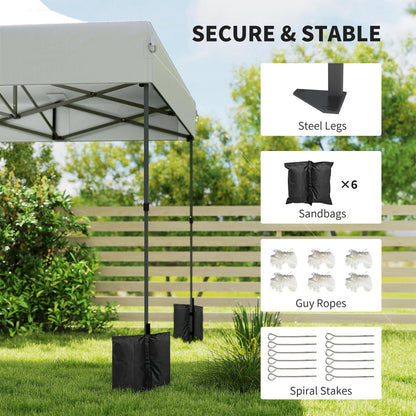 Outsunny 10 x 20 ft Pop Up Canopy Tent, Heavy Duty UPF50+ Outdoor Portable Instant Canopy Shelter with Wheeled Carry Bag, Sandbags, Adjustable Height for Parties, Events, Camping, White