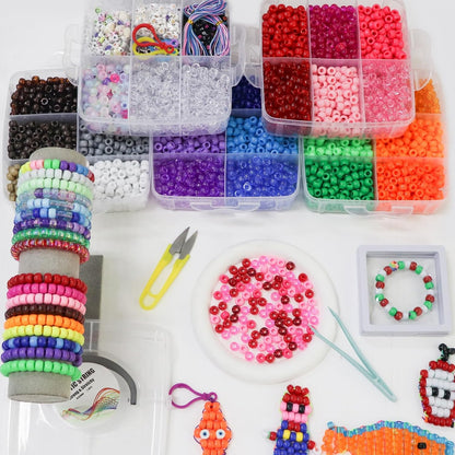 LIS HEGENSA 6300 Pcs DIY Childrens Crafts Beads Friendship Bracelet Kit, Pony Beads Letter Beads and Bracelet Making Kit, Colorful Charms, Used for Custom Necklace Bracelets and Jewelry (6300PCS)