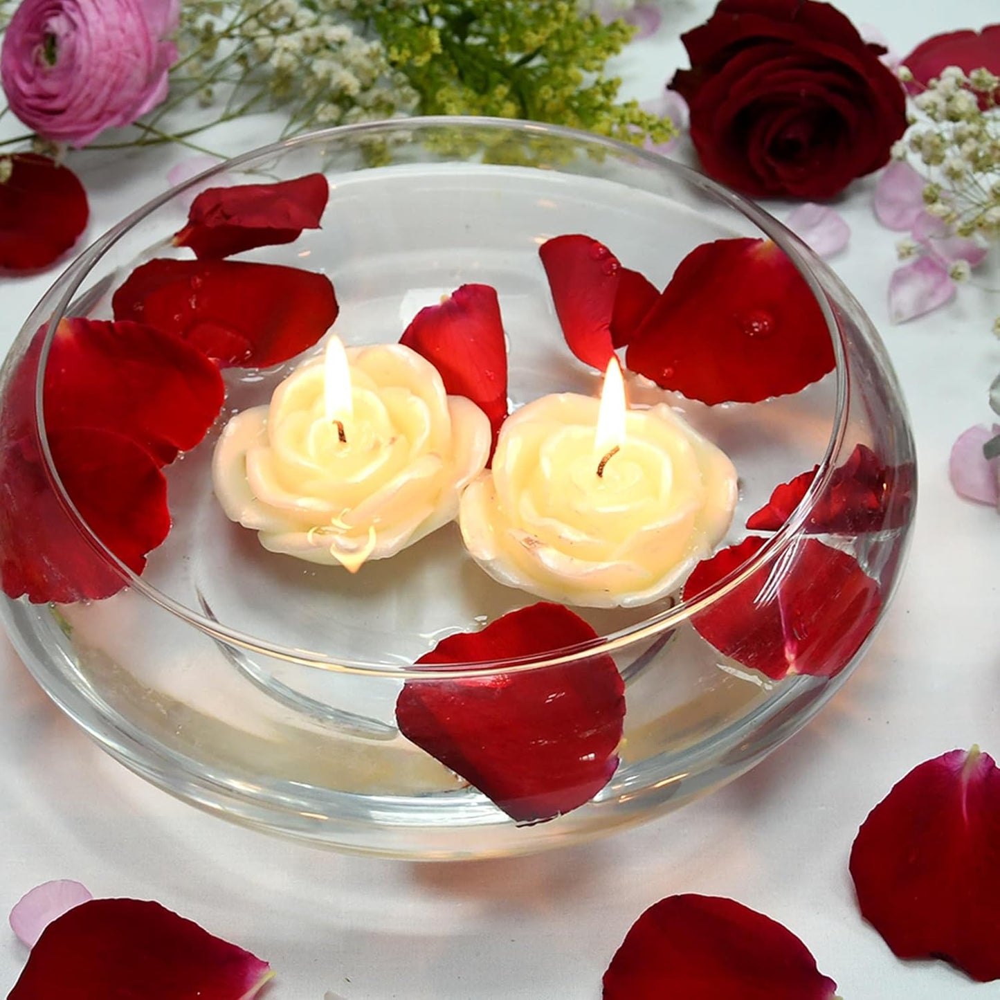 Zest Candle 12-Piece Floating Candles, 3-Inch, Ivory Rose