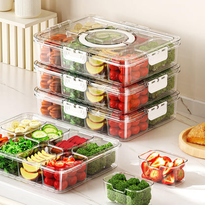 Snackle Box without Ice Pack,Container with Handle,8 Compartment Divided Bento Boxs,Picnic Essentials Storage Container with Lid & Handle+A 11.4" Length Pasta Box for Outdoor Party,Travel,Refrigerator