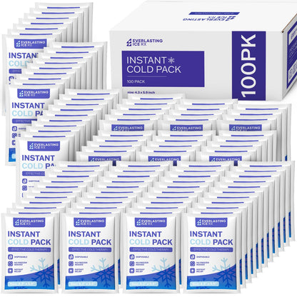 100 Pack - Instant Cold Packs - Instant Ice Packs for Injuries | Disposable Cold Compress Ice Pack for Pain Relief, Swelling, Inflammation, Sprains, Toothache - Cold Pack for Athletes