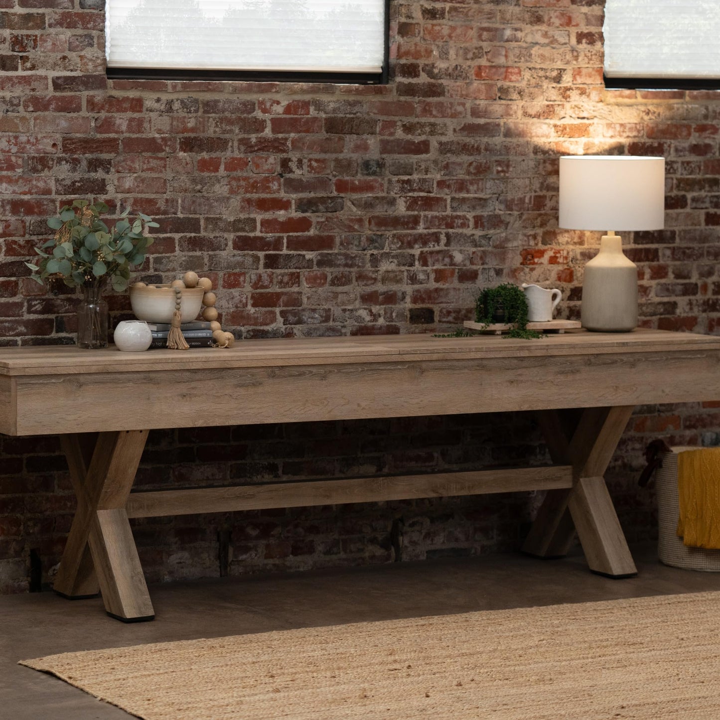 American Legend LED Shuffleboard with Buffet Top - Modern Style - Light Up LED Rails - Buffet Top with 2-Piece Leaf Design