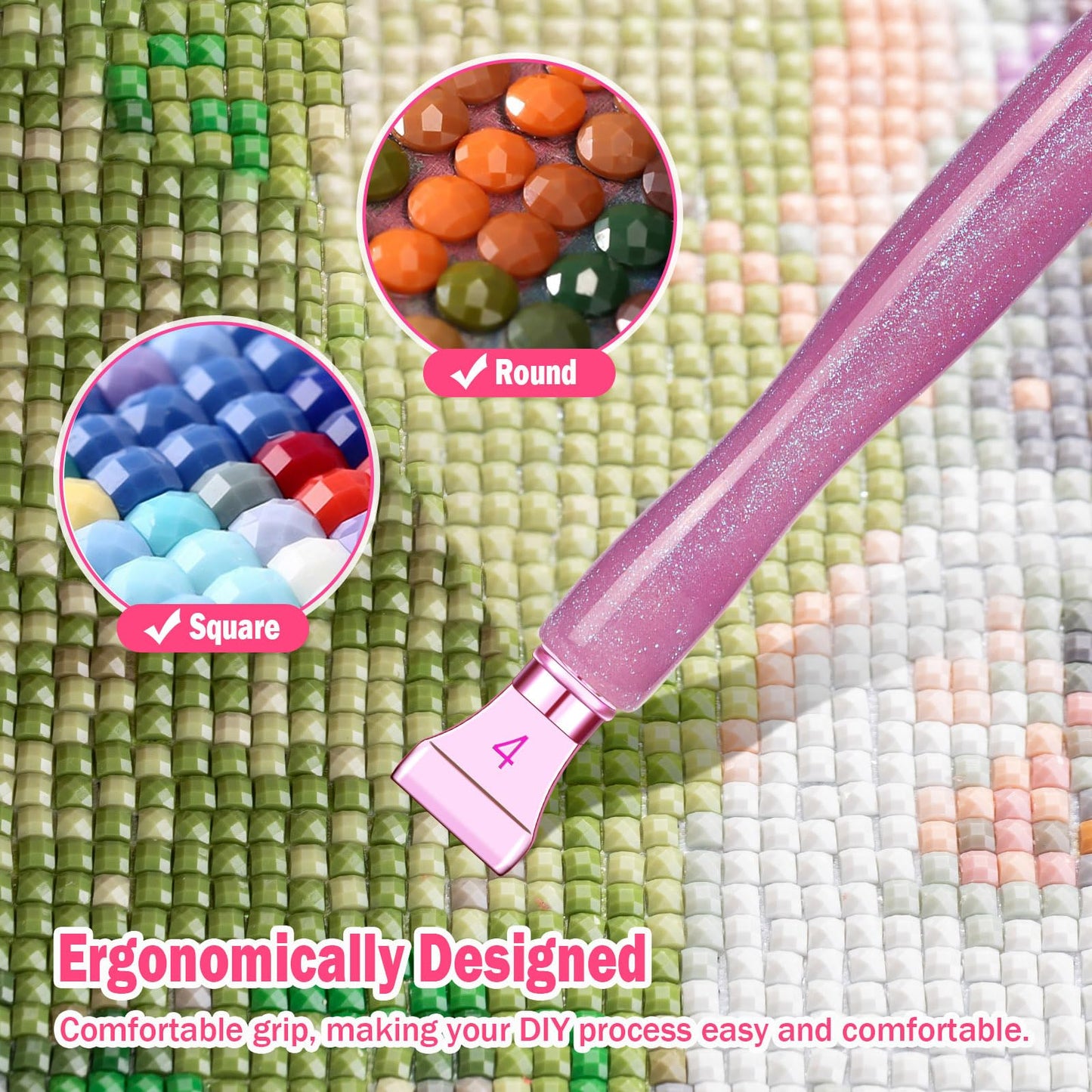 Snewvie Diamond Painting Pen Accessories Tools Set,3PCS Glitter Diamond Art Pen and 12Pcs Metal Screw Thread Multi Placer Tips,Resin Diamond Painting Drill Pens for DIY Diamond Art