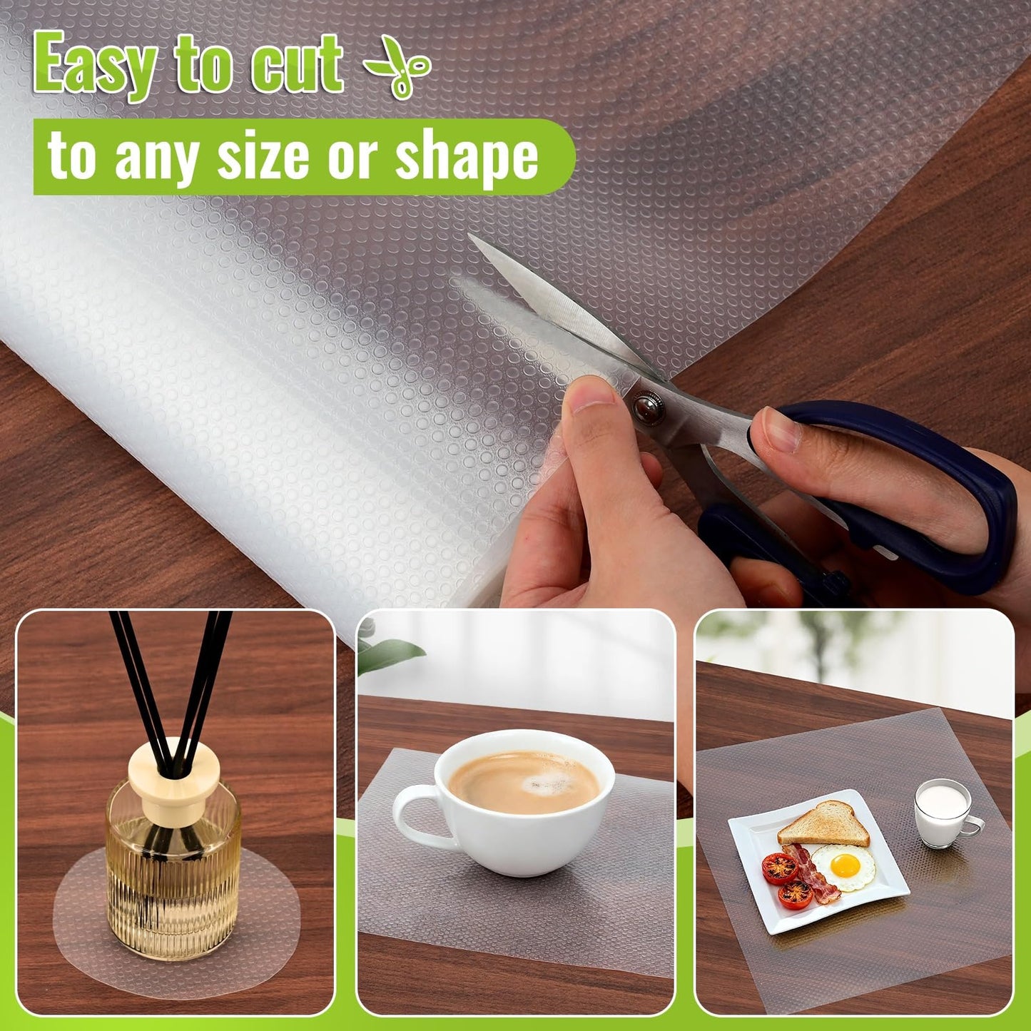 Palantimos Thick Clear Shelf Liner, 17.7" x 236", Heavy-Duty Non-Adhesive EVA Cabinet & Drawer Liner, Waterproof, Oil-Resistant, Easy to Cut for Wire Shelves, Fridge, Kitchen, Pantry