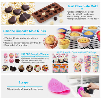 Cake Decorating Kits 567 PCS Baking Set with Springform Pans Set, Rotating Turntable, Decorating Tools, Cake Baking Supplies for Beginners and Cake Lovers (567 PCS Cake Decorating Kits)