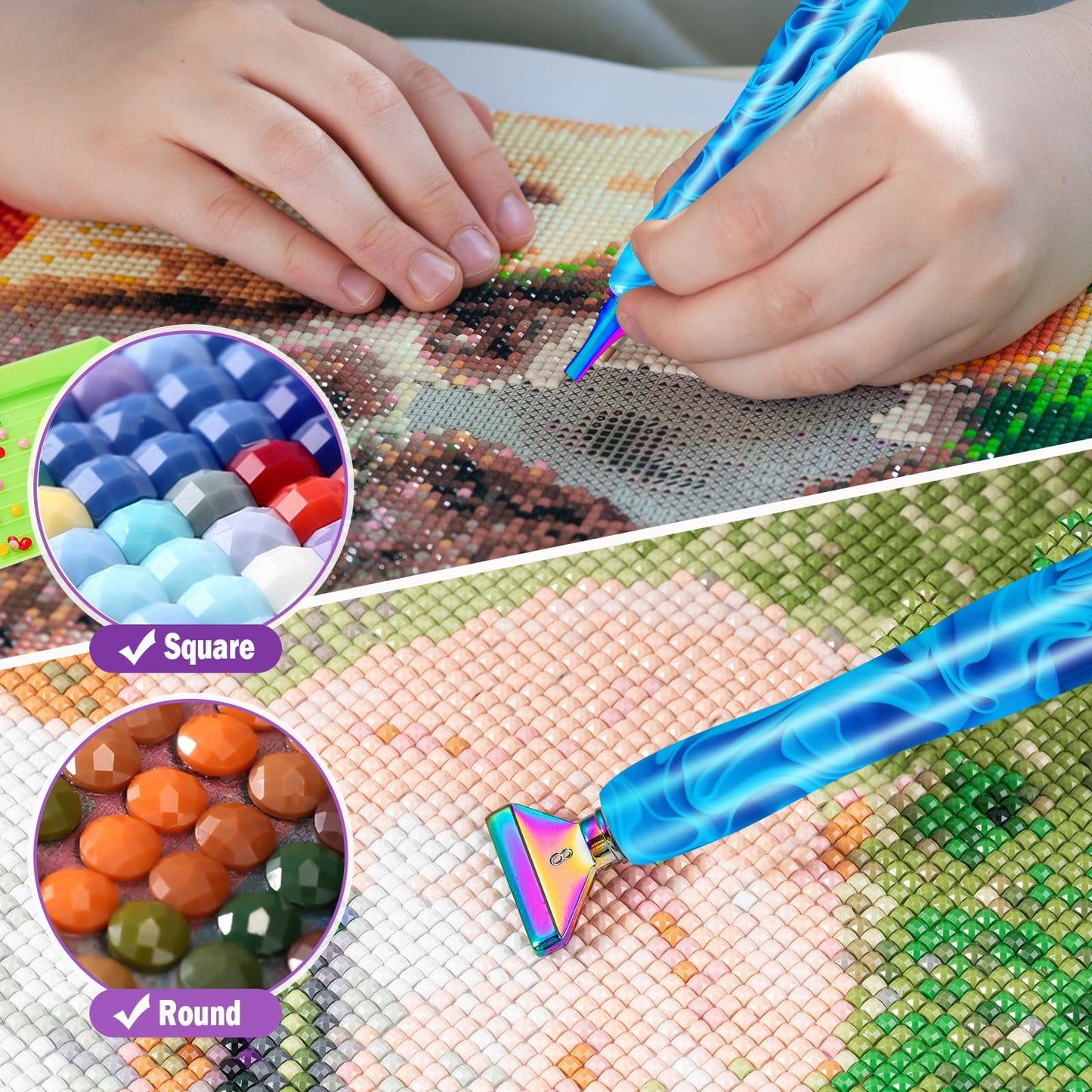 DoreenBow 28Pcs Diamond Art Painting Tools - 4 Diamond Art Pens, Metal Rainbow Tips Kit, Stainless Screw Thread Tips, Ergonomic Accessories for Adults with 12 Clay, Rainbow