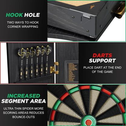 Electronic Dart Board, Wooden Box Dartboard with 12 Soft Tip Dart, 18 Inch LED Digital Dart Boards, Multiplayer/Multiple Ways to Play, Darts Competition