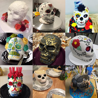 JETKONG Extra Large Silicone Skull Cake Mold, Haunted Skull Baking Cake Pan for Halloween and Birthday Party