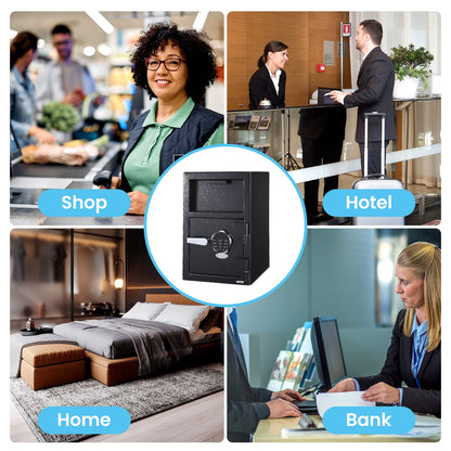 Fireproof Depository Safe with Drop Slot, Electronic Anti-Theft Drop Safe for Business with Programmable Numeric Keypad Lock and Spare Keys, Cash Drop Safe Box for Office Home Retail Store