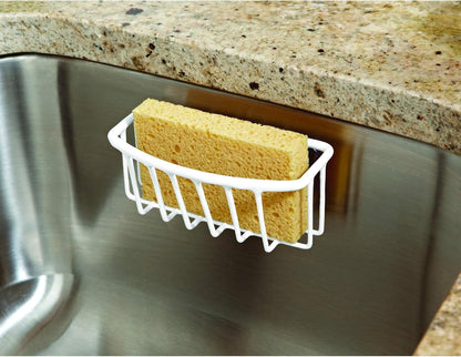 Kitchen Details Suction Cup Sponge Holder, Rust Resistant Sink Caddy for Storage & Organization, White