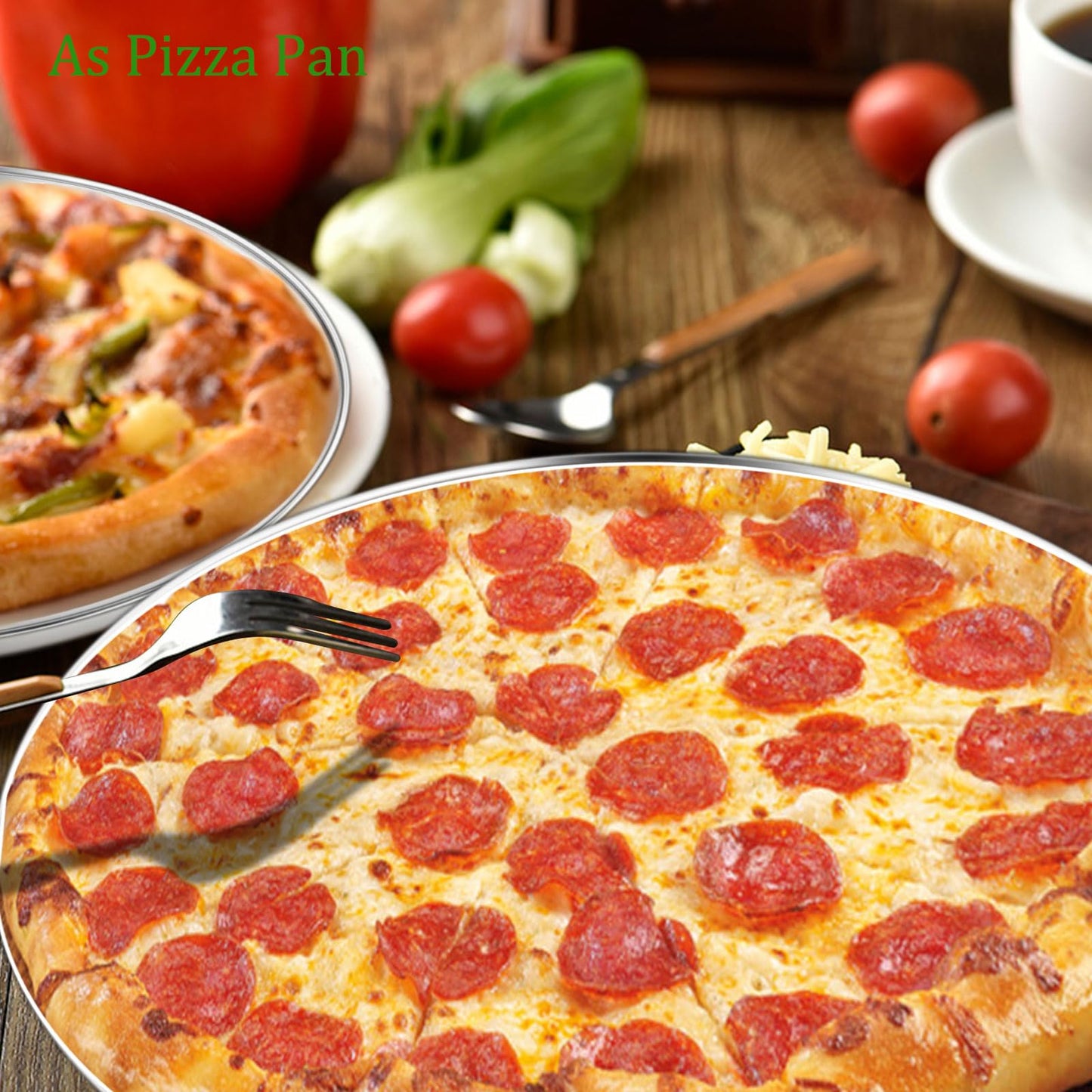 Yododo Pizza Pan Set of 3, Stainless Steel Pizza Pie Pan Tray Platter Pizza Tray, Round Pizza Dish Plate For Oven Baking, Healthy Metal Pizza Baking Cooking Pan for Oven - Size of 12 inch