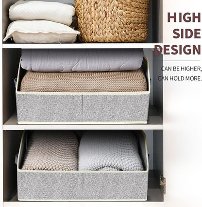 Homsorout Trapezoid Closet Shelf Organizer - Large Fabric Storage Baskets | 3-Pack Light Gray for Clothes & Books