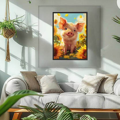 MAXBYE Pig Diamonds Painting Kits for Adults, Cute Pig DIY Diamond Art Kits for Beginner, 5D Round Full Drill Diamond Gem Art for Home Wall Decor 12x16inch