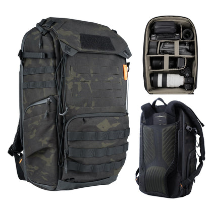 PGYTECH OneMo TAC 35L Tactical Camera Backpack, Waterproof DSLR/SLR/Mirrorless Photography Camera Bag with 15.6" Laptop Sleeve, Tripod Holder & Rain Cover (Dark Night Camo)