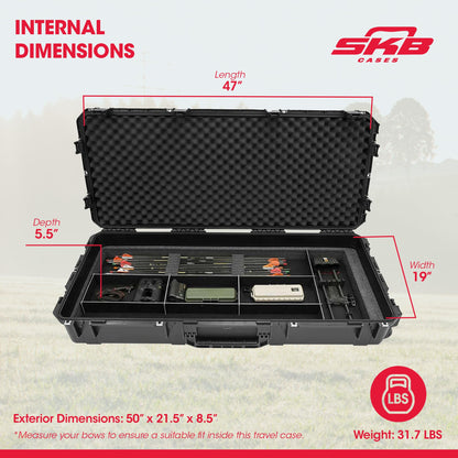 SKB Cases iSeries 4719-8 Ultimate Single or Double Bow Case, Hard Plastic Case for 44-Inch and 46-Inch Bows, Includes Trigger-Release Latch System