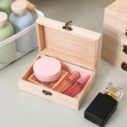 8 Pack Unfinished Wooden Boxes for Crafts, 6 x 4 x 2 Inch Small Wood Box with Hinged Lid, Small Keepsake Box Treasure Chest Wooden Jewelry Box for Jewelry DIY Crafts Storage