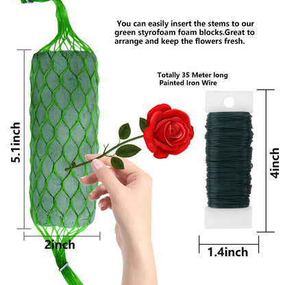 14 Piece Floral Foam Garland for Flowers,9.2Ft Flower Sponge Blocks Kit,Absorption Flower Holder Arch Door,Floral Craft Dry Foam Bricks,Green Floral Foam Arrangement for Home Wedding Garden