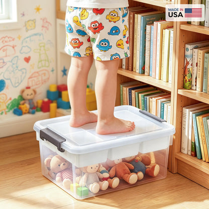 Citylife 17 QT Plastic Storage Box with Removable Tray Craft Organizers and Storage Clear Storage Container for Organizing Bead, Tool, Sewing, Playdoh