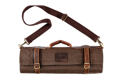 EVERPRIDE Waxed Canvas and Leather Chef Knife Roll Bag – Chef Bag Holds 10 Knives up to 15” PLUS Pocket for Cooking Accessories – Durable Knife Case for Professional Chefs – Knives Not Included