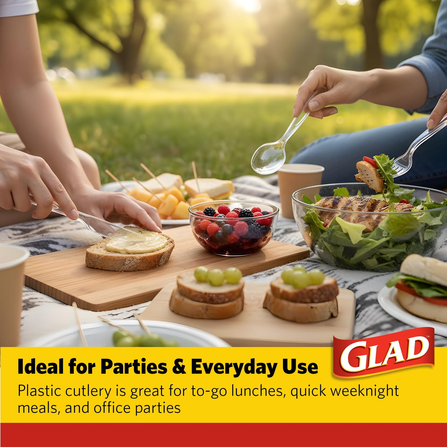 Glad Clear Disposable Cutlery Set with Heavy Duty Plastic Forks, Knives, and Spoons, Reusable Dishwasher Safe Plastic Utensils for Parties and Everyday Use, 240 Count