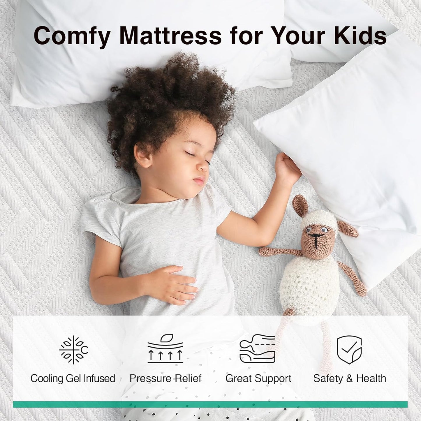 Novilla Twin XL Mattress - 8-Inch Memory Foam for Pressure Relief & Plush Comfort - Grey & White