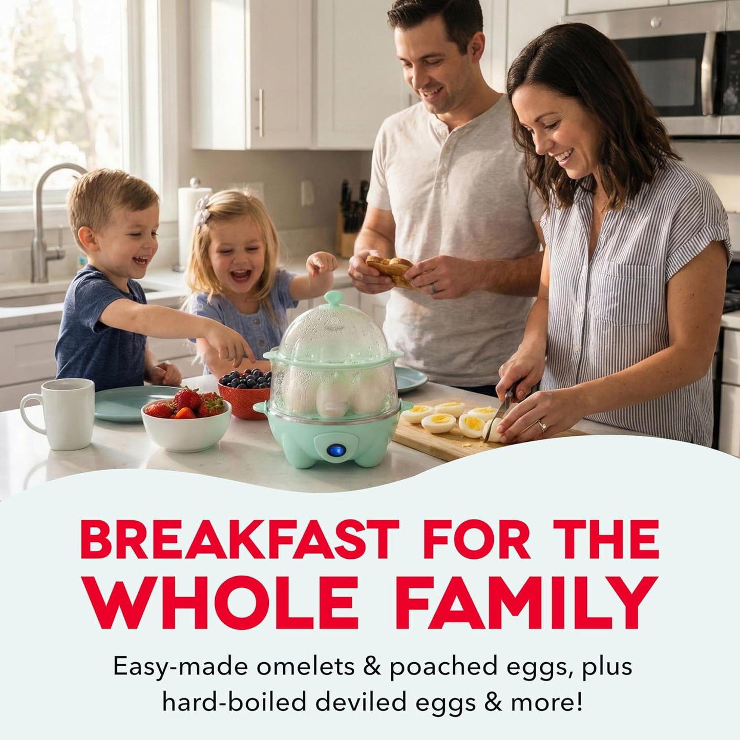 12 Dash Deluxe Egg Cooker - Boiler, Poacher & Steamer - Includes Measuring & Recipe Guide - Dishwasher Safe - BPA Free