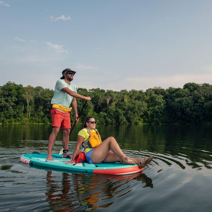 Pelican LoungeBoard Inflatable SUP - Recreational Stand Up Paddle Board - Yoga and Adventure Ready - Bag & Paddle Included - 9ft - Turquoise