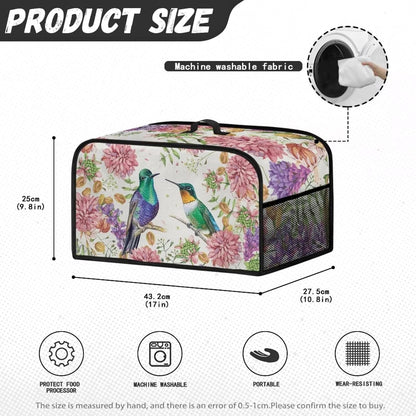 TODIYADDU Hummingbird Floral Slow Cooker Cover, Trendy Dust Cover with Storage Pocket for Kitchen Appliances