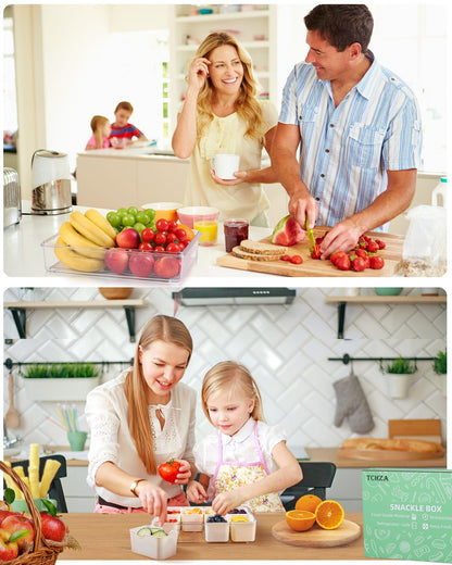 TCHZA Snackle Box Container, Dishwasher Safety - Divided Serving Tray with Lid and Handle, Charcuterie Board for Portable Snack Platters - Clear Organizer for Fruits Snacks,Perfect for Road Travel