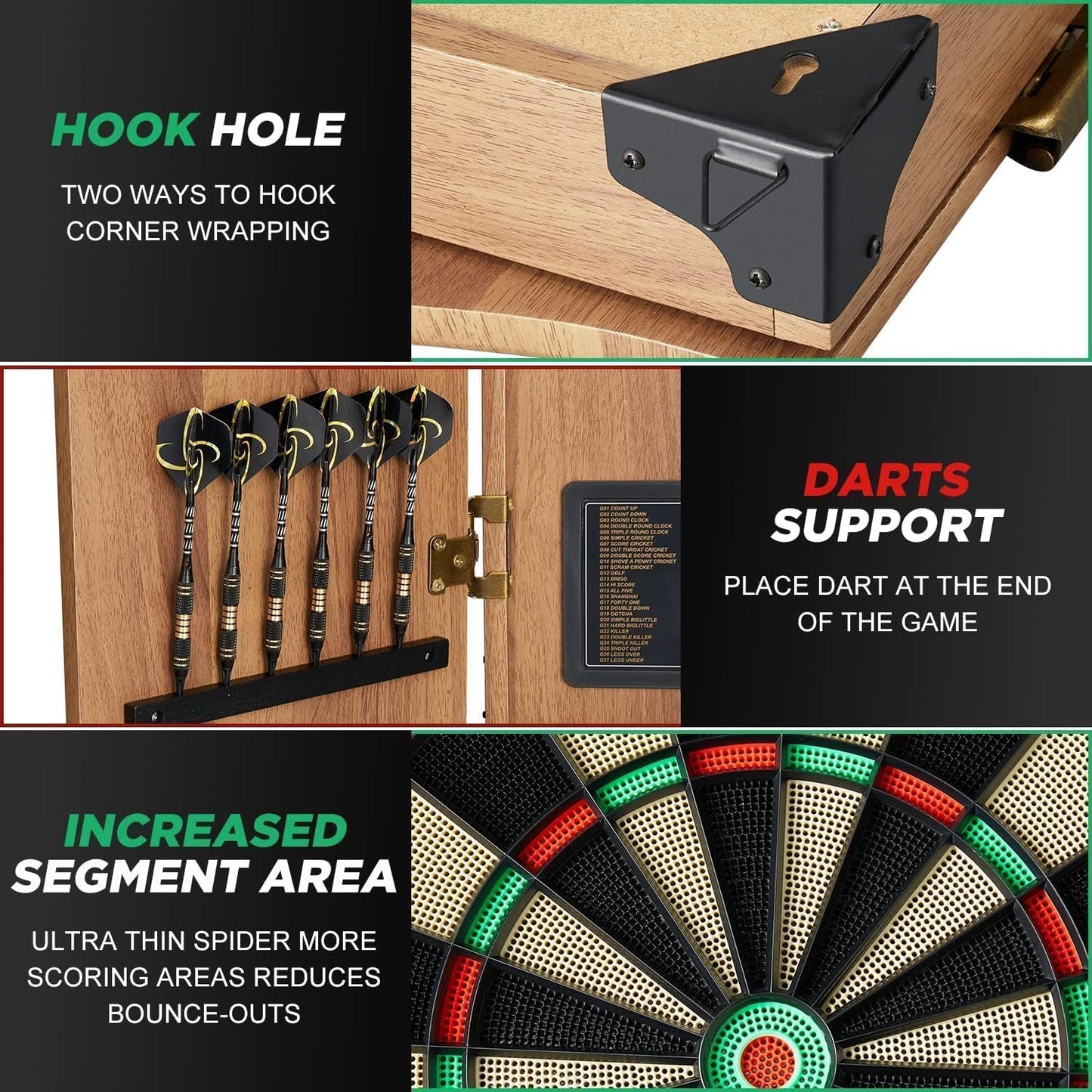 Electronic Dart Board Set, Dart Board Cabinet Set with 12 Soft Tip Darts 50 Dart Head, Electronic Dart Board, Wooden Cabinet Doors with Integrated Scoreboard for Home Use, Bars, Dar, A