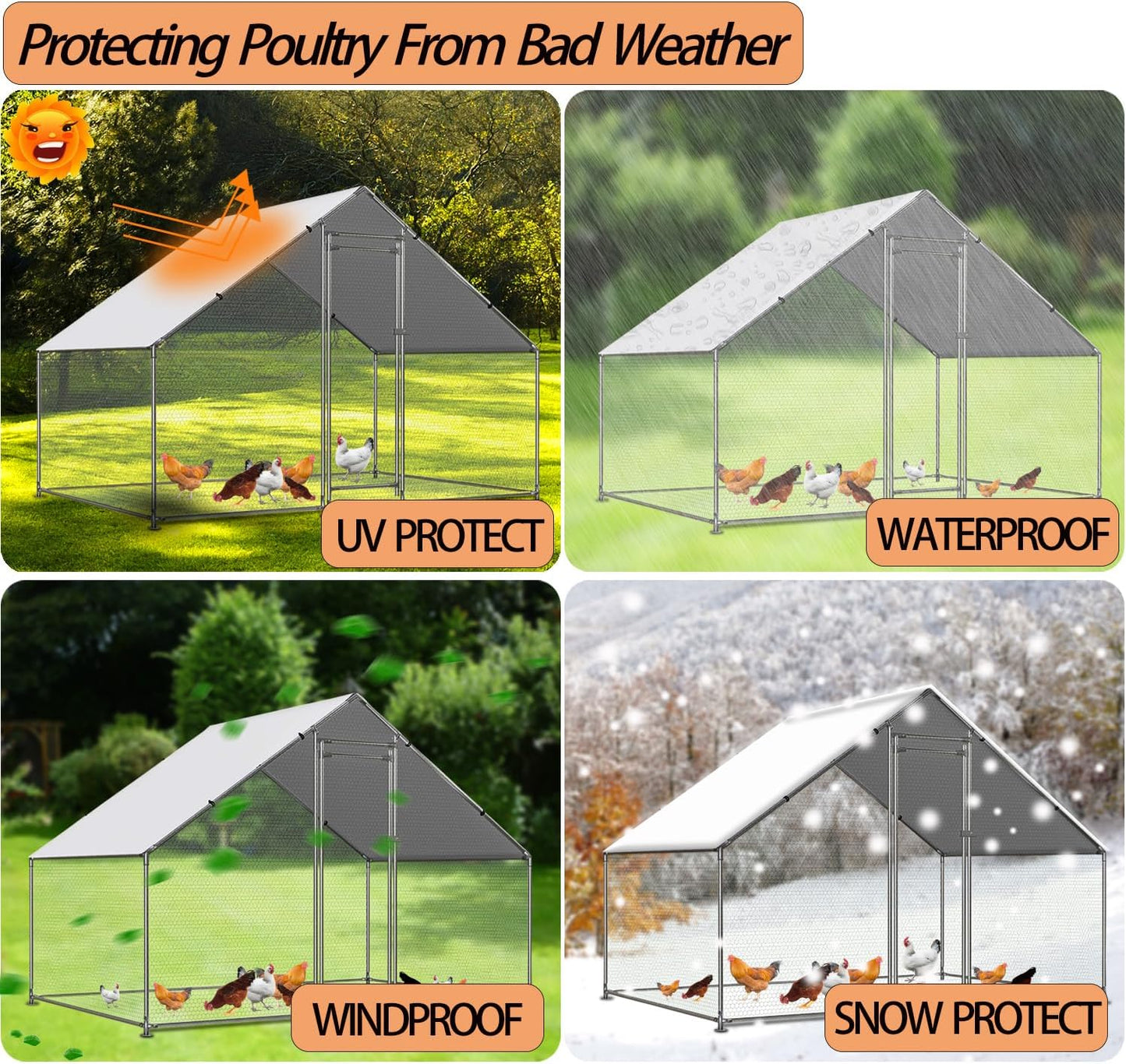 11.3 6.3 (2 Pack) Chicken Coop Cover Waterproof and UV, * FT Chicken Run Cover for Winter with Ball Bungees Cords