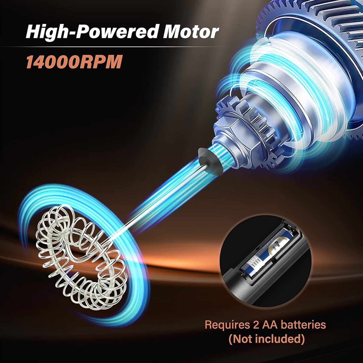 Simple Deluxe Electric Milk Frother Handheld Battery Operated Automatic Milk Foam Whisk Drink Mixer for Coffee, Frappe